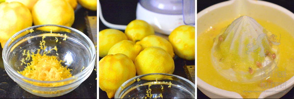 I zest the lemons first before I juice them. I added the zest in both blueberry and apricot jams just to tie both of them together with the flavor of the lemon zest.