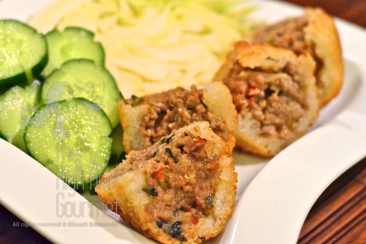 Fried glutinous rice balls filled with Larb by The High Heel Gourmet 4