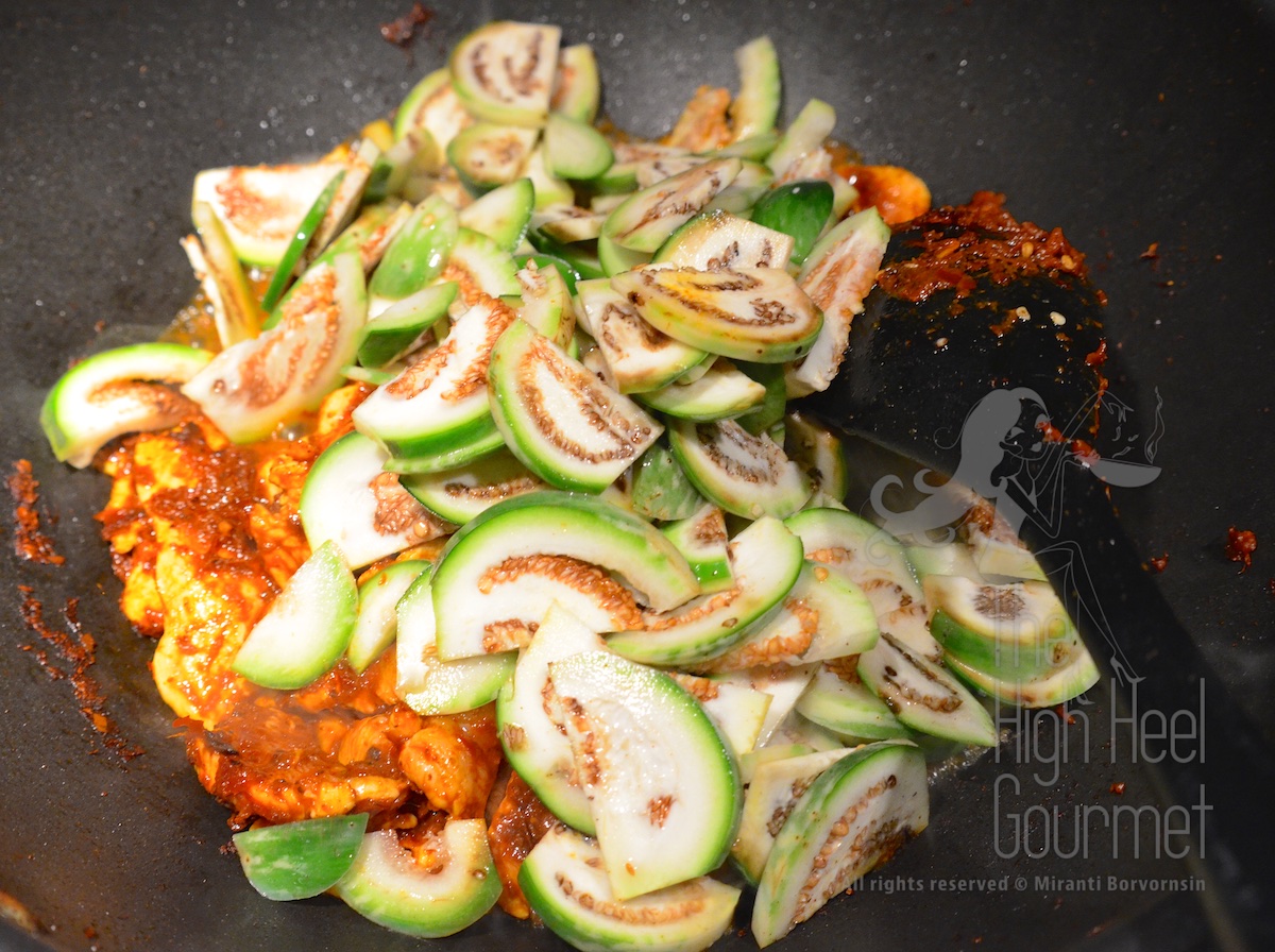 Thai style Chicken stir-fried with curry paste and Thai Eggplants - Pad Phed Gai by The High Heel Gourmet 3