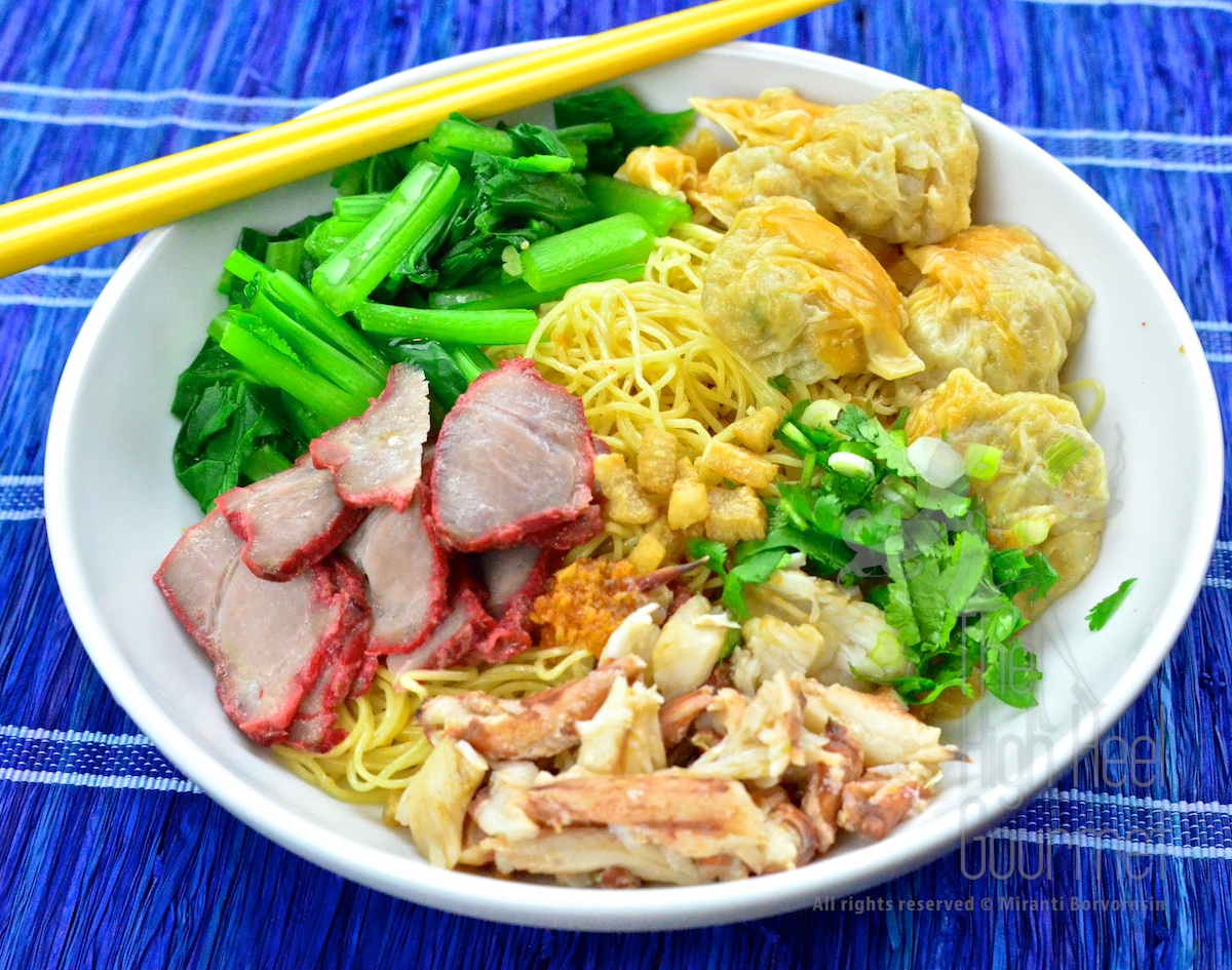 Egg Noodles with Wontons and Red Thai Barbecue Pork - Ba Mee Kiew Moo Dang by The High Heel Gourmet 4 (1)