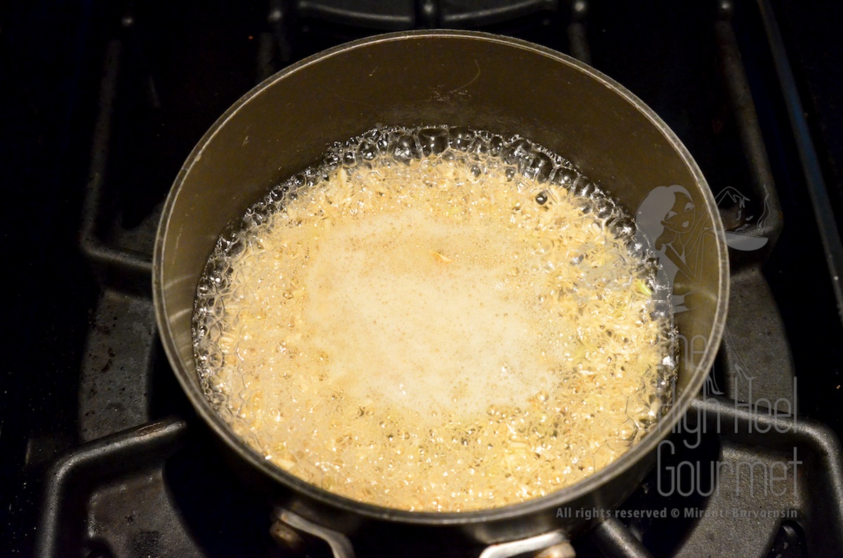 Once the water reaches a boil, reduce the heat to medium-high.